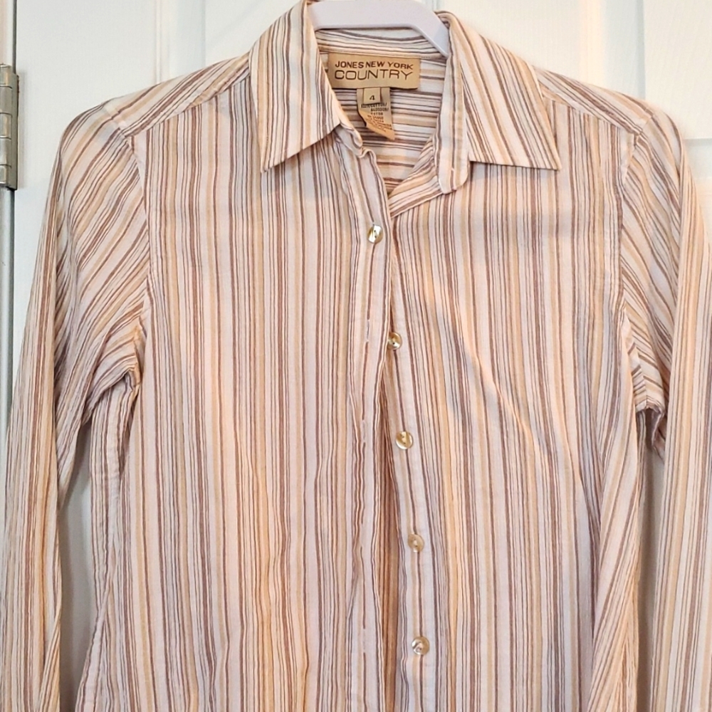 Jones NY stretchy striped shirt, sz 4